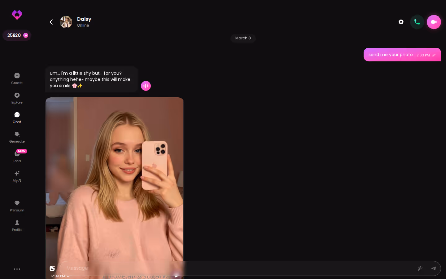 A long, playful, photo-heavy GoLove desktop chat showing what cute looks like with a realistic character