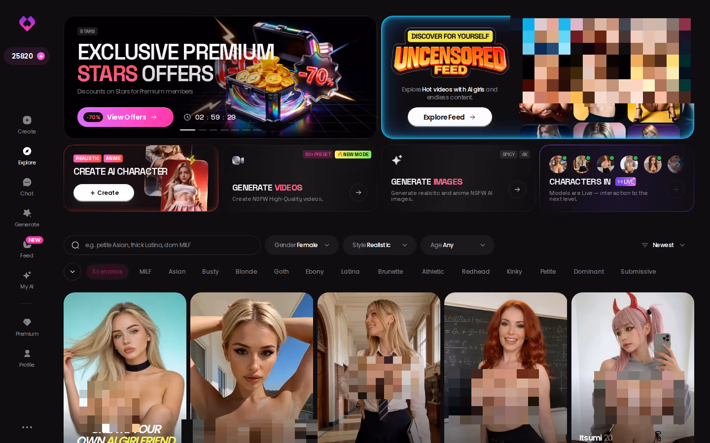 GoLove Explore grid of realistic characters with tag filters
